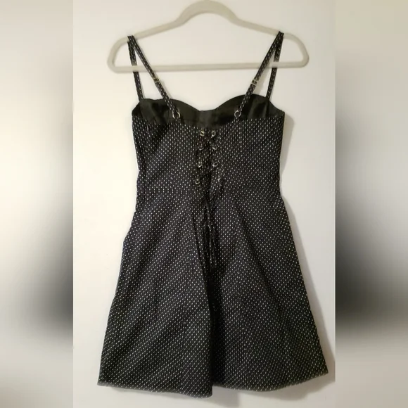 Selé black w/ white polka dot rockabilly pin up dress size Medium M - Picture 2 of 14